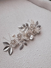 Delilah Silver Flower Hair Clip