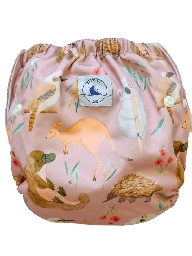 Little E & Co Reusable Swim Nappy & Mini Wet Bag Combo - Aus Animals