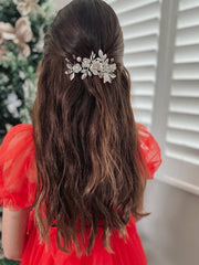 A Little Lacey Delilah Silver Flower Hair Clip