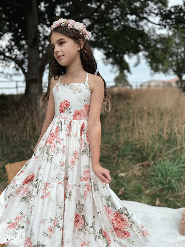 A Little Lacey Ava Girls Floral Maxi Dress