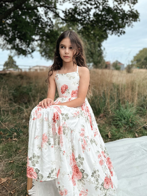 A Little Lacey Ava Girls Floral Maxi Dress