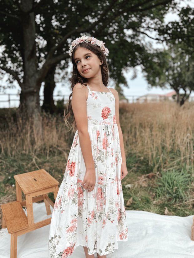 A Little Lacey Ava Girls Floral Maxi Dress