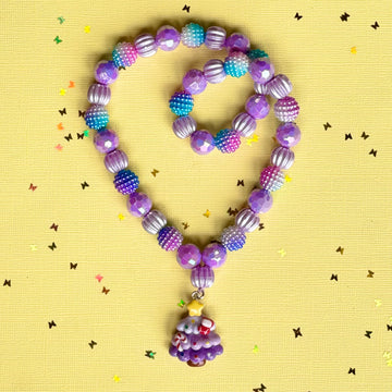 Sweet As Sugar Jewellery Beaded Necklace - Christmas Tree Purple