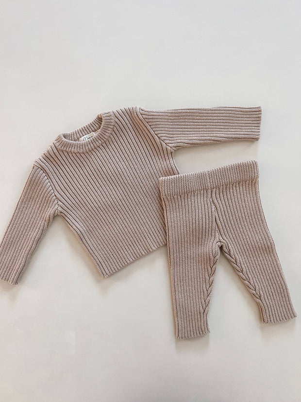 Petite & Co Classic Ribbed Set | Teddy Brown