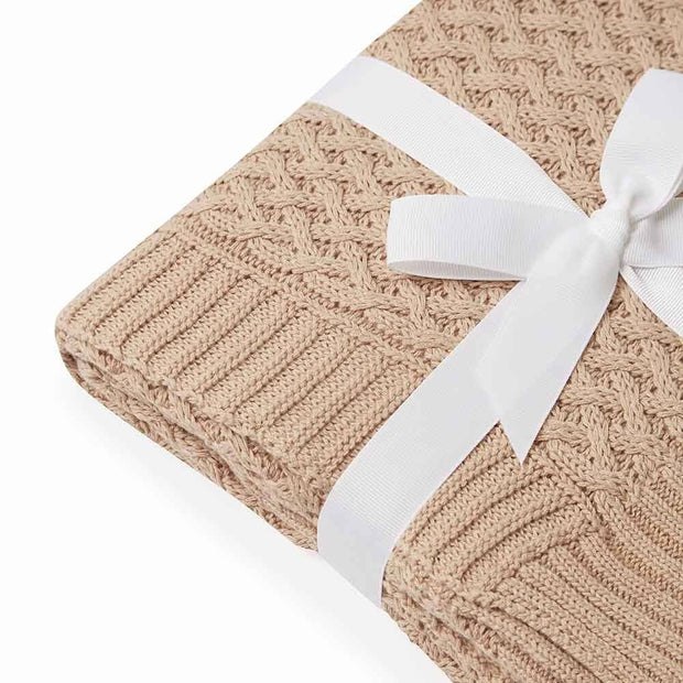 Snuggle Hunny Hazelnut Diamond Knit Organic Baby Blanket