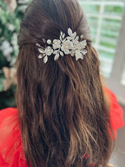 Delilah Silver Flower Hair Clip