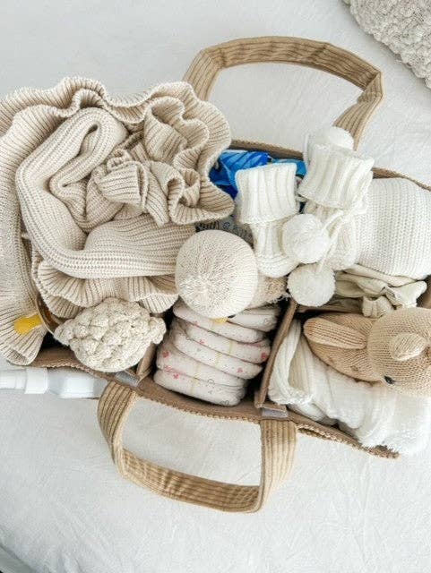 Petite & Co Nappy Caddy Organiser - Cord - Latte