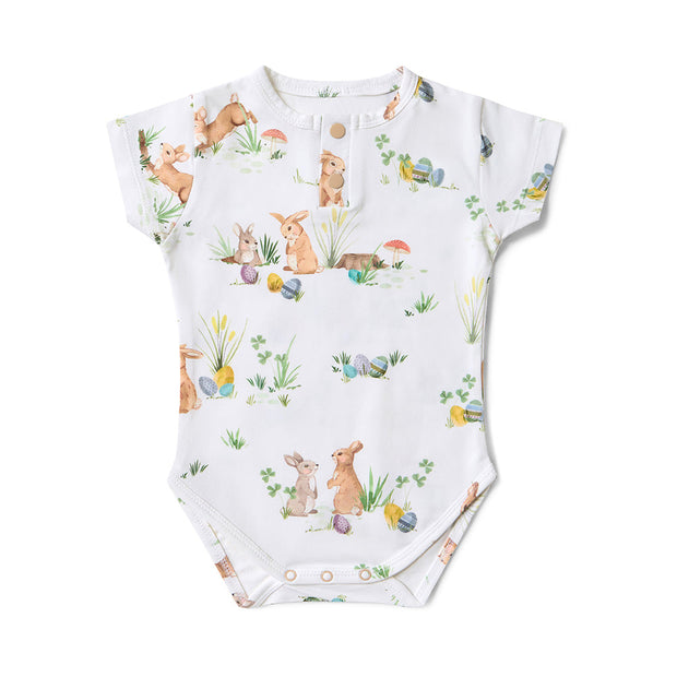 Snuggle Hunny Short Sleeve Organic Bodysuit - Easter Bunnies