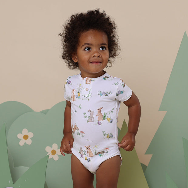 Snuggle Hunny Short Sleeve Organic Bodysuit - Easter Bunnies